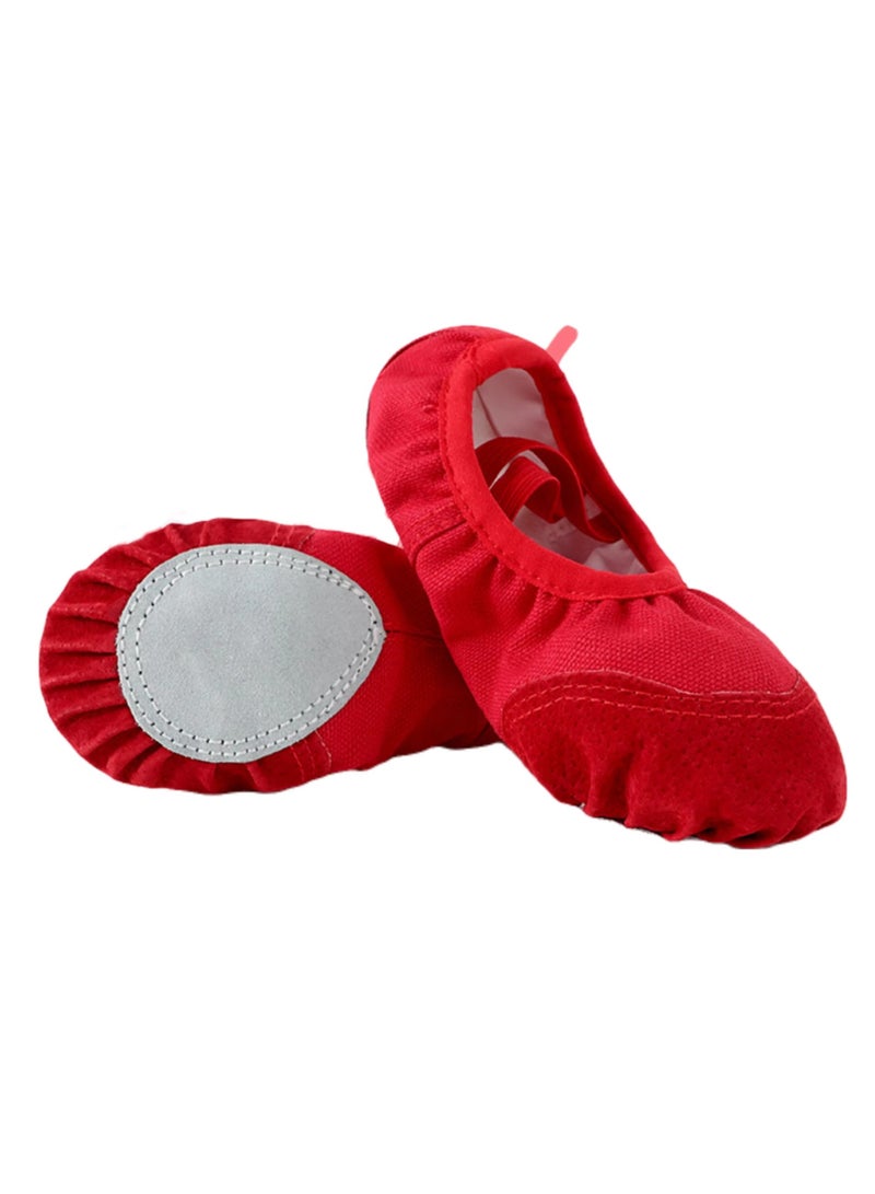 Generic Children's Lace Up Free Soft Sole Dance Shoes Ballet Shoes Leather Toe Caps  - Image 1