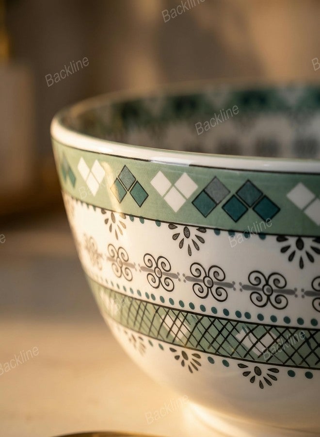 B Backline Ceramic Moroccan Wash Basin Countertop | Tabletop Ceramic Bathroom Sink | Modern Wash Basin | Basin For Bathroom 41 X 41 X 14 Cm (Glossy Finish) (Green Moroccan) (5 Year Warrenty) - Image 5