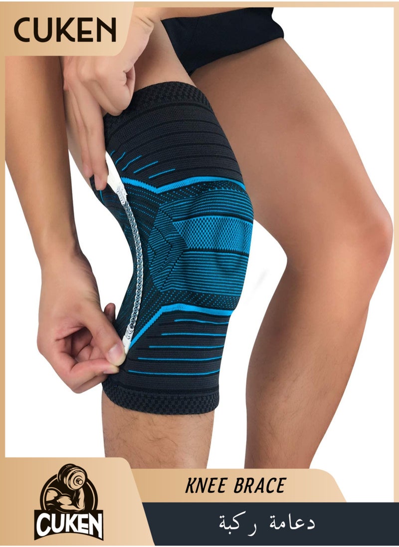 Cuken 1 Piece Professional Knee Brace with Patella Gel Pads & Side Stabilizers,Knee Pads for Running,Meniscus Tear,ACL,Arthritis,Joint Pain Relief，Applicable population weight: 65-75KG  - Image 1