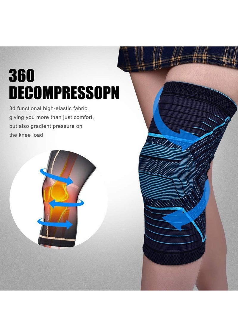 Cuken 1 Pcs Professional Grade Hinged Knee Brace with Side Stabilizers and Patella Gel Pad, for ACL, Meniscus Tear, Arthritis Support and Joint Pain Relief, Post Surgery Injury Recovery Brace, Blue Black L - Image 4