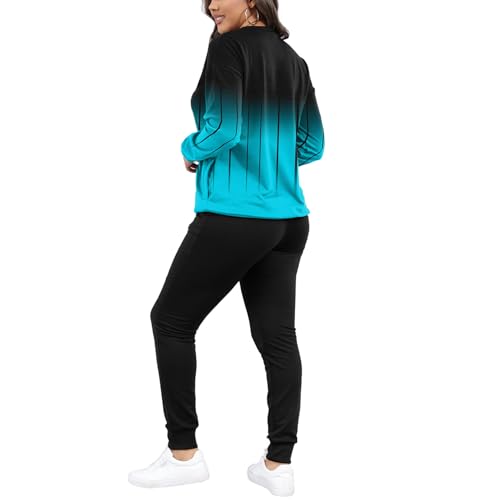 HBQ Two Piece Outfits For Women Casual Long Sleeve Sweatsuits Jogger Tracksuits Lounge Sets With Pockets-Stripe-Small - Image 4
