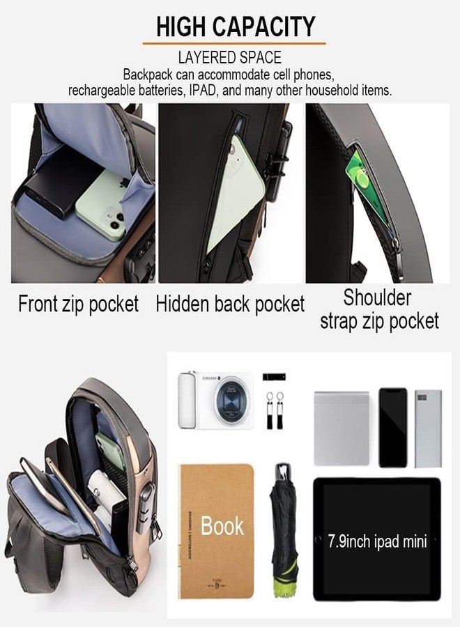 Grabnix Sling Bag for Men & Women, Crossbody Backpack with USB Charging Port, Anti-Theft Chest Bag, Messenger Bags, Waterproof Casual Shoulder Bag (Multicolor) - Image 4