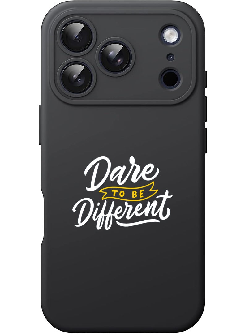 Theodor Protective Slim Fit Case Liquid Silicone Cover with Full Body Protection Anti-Scratch Shockproof Case For Apple iPhone 17 Pro Max (Black) dare to be different - Whie - Image 1