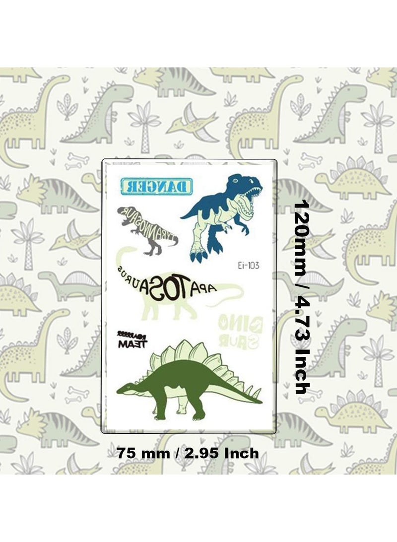 قوس قزح أورينبو 12 ورقة وشم ديناصور مضيء مؤقت للأطفال 90 نمطًا يتوهج في الظلام ديكورات حفلات أعياد الميلاد هدايا للأولاد والأطفال - Image 5