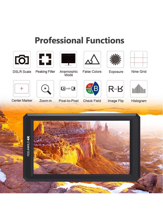 Feelworld F6 On Camera Monitor Bundle 6 Inch Video Assit Monitor,4K HDMI Filed Monitor with with All Waveform,3D Lut Load (Include Battery，Micro&Mini hdmi Cords，Carry Case  - Image 3