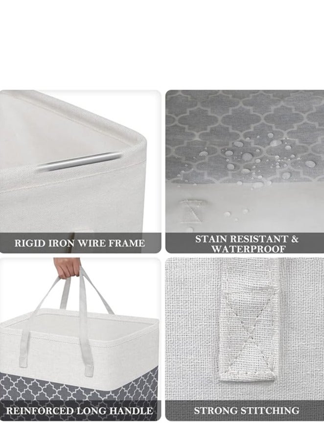 Laundry Baskets 2 Pack, 75L Laundry Hamper with Long Handles, Collapsible Waterproof Clothes Hamper, Durable Tall Laundry Bin, Clothes Hamper for Bedroom, Bathroom, Dorm, Toys, Grey - Image 3