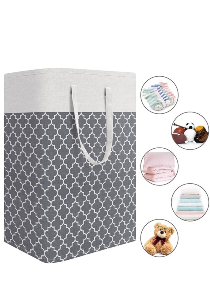 Laundry Baskets 2 Pack, 75L Laundry Hamper with Long Handles, Collapsible Waterproof Clothes Hamper, Durable Tall Laundry Bin, Clothes Hamper for Bedroom, Bathroom, Dorm, Toys, Grey - Image 4