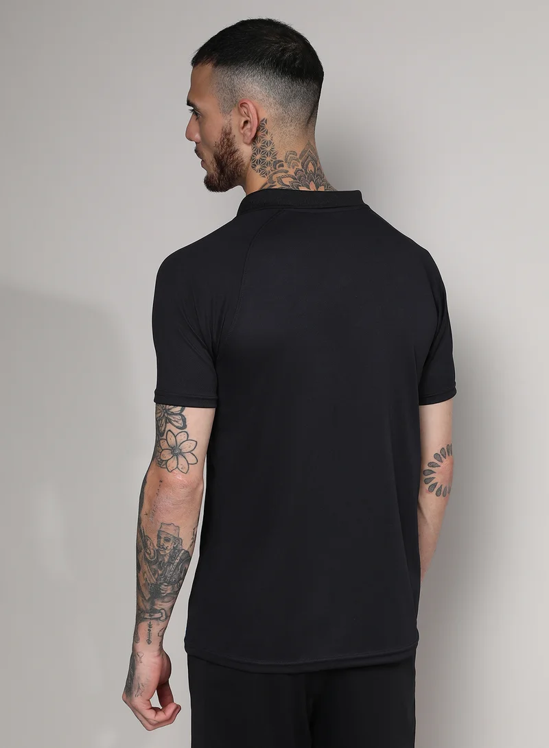 Campus Sutra CS Life Men's Jet Black & Sky Blue Ombre Polo Activewear T-Shirt For Casual Wear | Spread Collar | Short Sleeve | Anti-Odor | Dri-Fit | Jersey T-Shirt Crafted With Comfort Fit & High-Performance