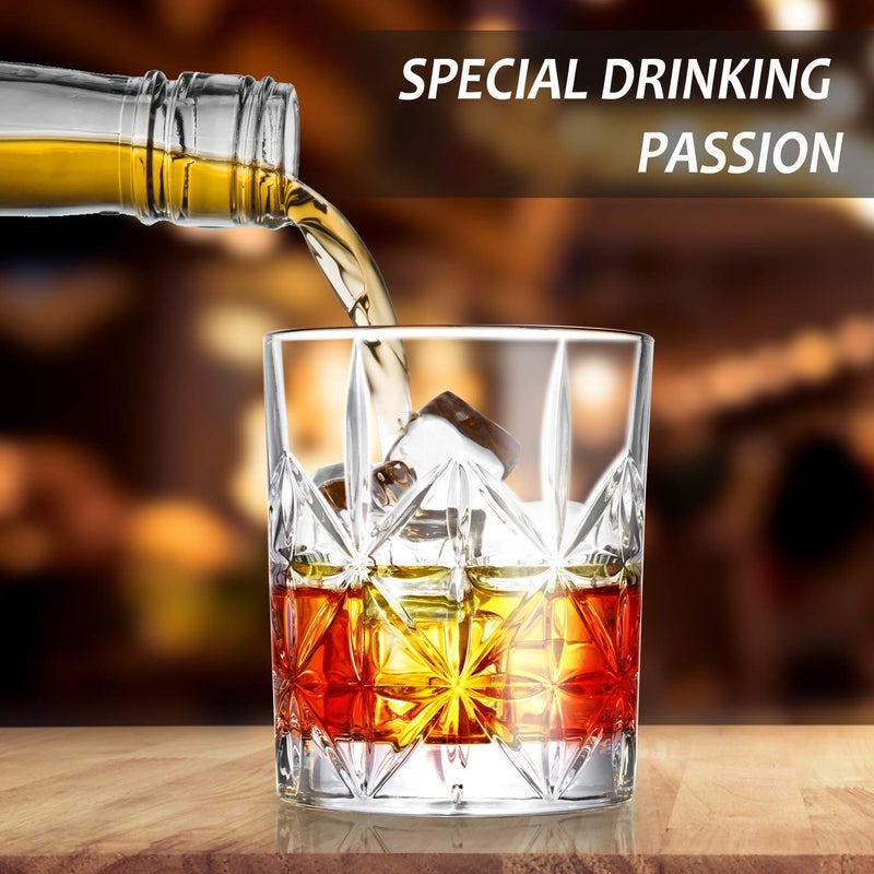 Veecom Whiskey Glass Set Of 2 10 Oz Crystal Whiskey Glasses Thick Bottom Bourbon Glasses Old Fashioned Rocks Glass Tumbler For Scotch Cocktail Liquor Home Bar Whiskey Gifts For Men (Glass Set 2) - Image 3