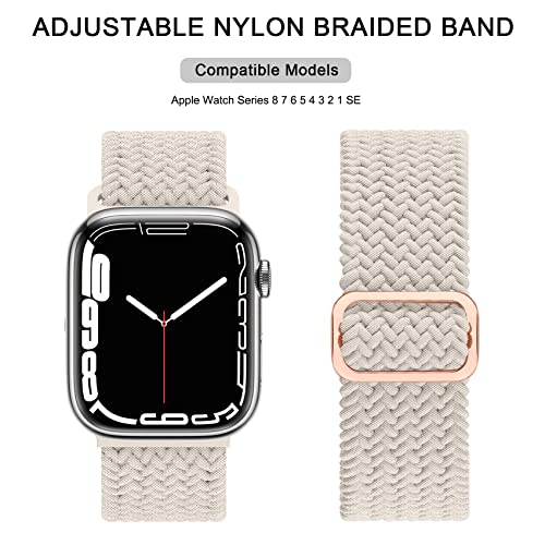 Meliya Braided Stretchy Band Compatible for Apple Watch Strap 38mm 40mm 41mm 42mm 44mm 45mm 46mm 49mm for Women Men, Nylon Elastic Wristbands for iWatch Series 10 9 8 7 6 SE 5 4 3 2 Ultra Ultra 2 - Image 4