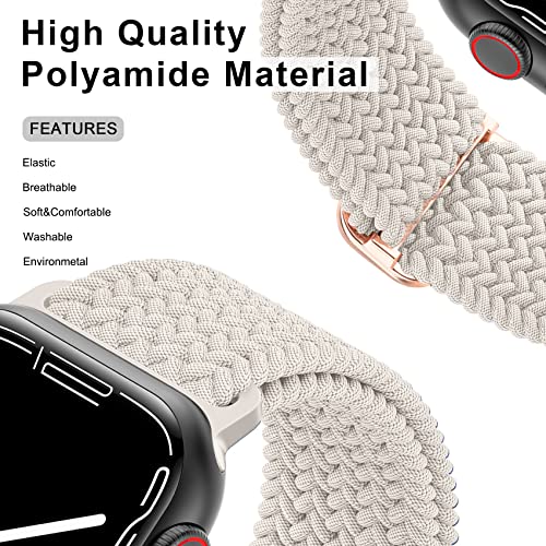 Meliya Braided Stretchy Band Compatible for Apple Watch Strap 38mm 40mm 41mm 42mm 44mm 45mm 46mm 49mm for Women Men, Nylon Elastic Wristbands for iWatch Series 10 9 8 7 6 SE 5 4 3 2 Ultra Ultra 2 - Image 5