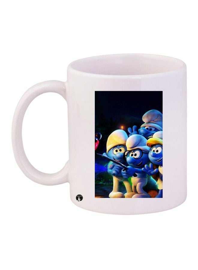 RYN Smurfs Printed Coffee Mug White/Blue/Black 11ounce