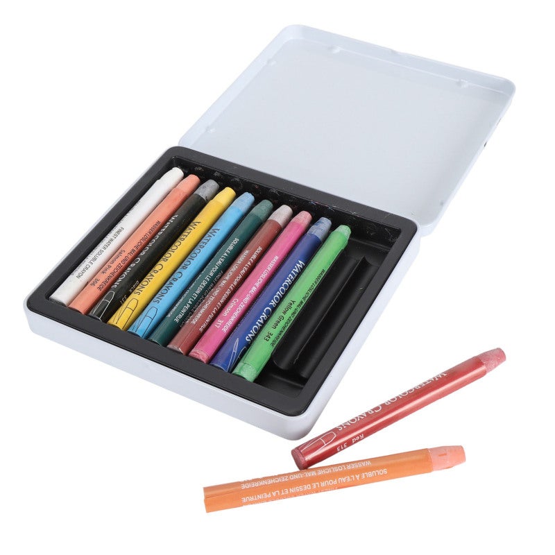 Gallery Watercolor Crayons 12 Color Premium Pigmented Wax-Based Silky Watercolor Crayon Sticks - Easy To Grip Water Soluble Crayons for Drawing and Blending on Paper - Image 2