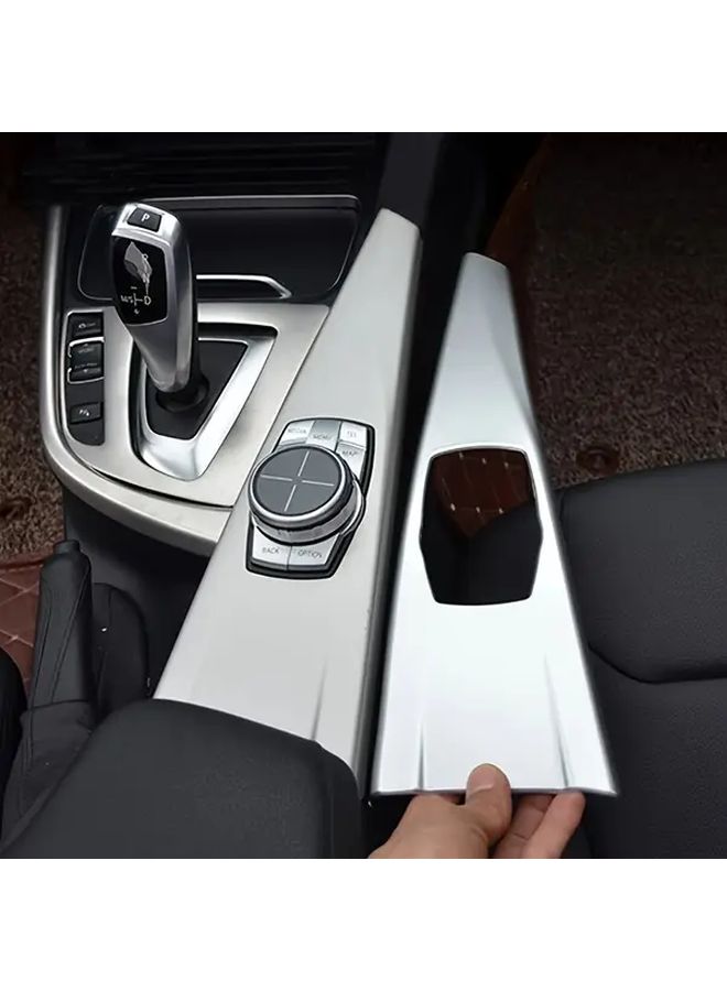 غطاء لوحة التحكم متعددة الوسائط وعصا التروس المركزية بتصميم ألياف الكربون الأسود (LHD) لسيارات بي إم دبليو الفئة الثالثة والرابعة و3GT موديلات F34 وF36 وF30 (سنوات 2013-2018) - ترقية داخلية للسيارة - إكسسوار متين لتزيين لوحة التحكم - Image 1
