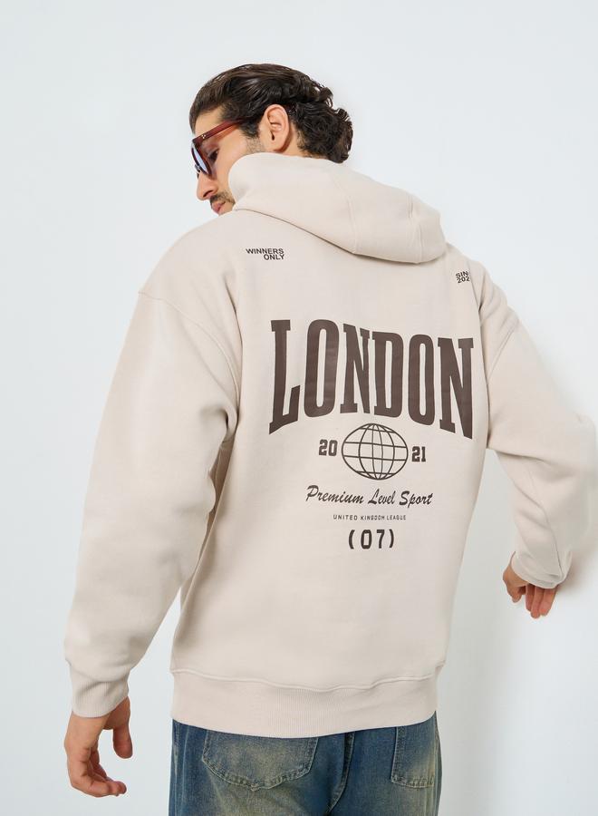 Styli Men Oversized Back Printed Fleece Hoodie - Image 1