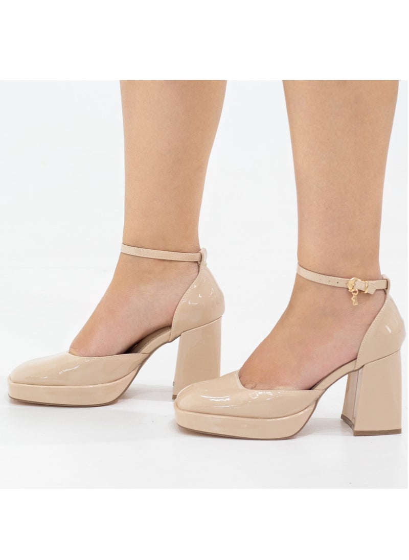 LAMARAPARIS Eshana open waist pat on 9cm platform heel nude  - Image 2