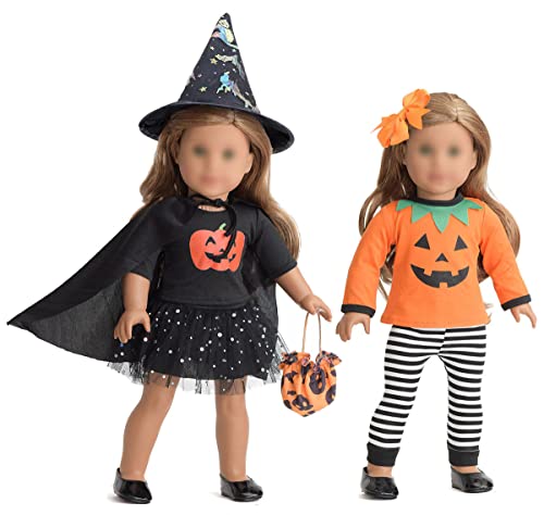 sweet dolly 18 Inch Doll Clothes Accessories Halloween Pumpkin Witch Costume Pumpkin Suit Set for 18 inches Dolls - Image 1