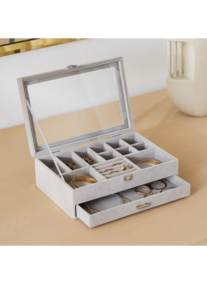 Home Box Velour 2-Tier Jewellery Organiser 30 x 10 x 20 cm  - Image 1