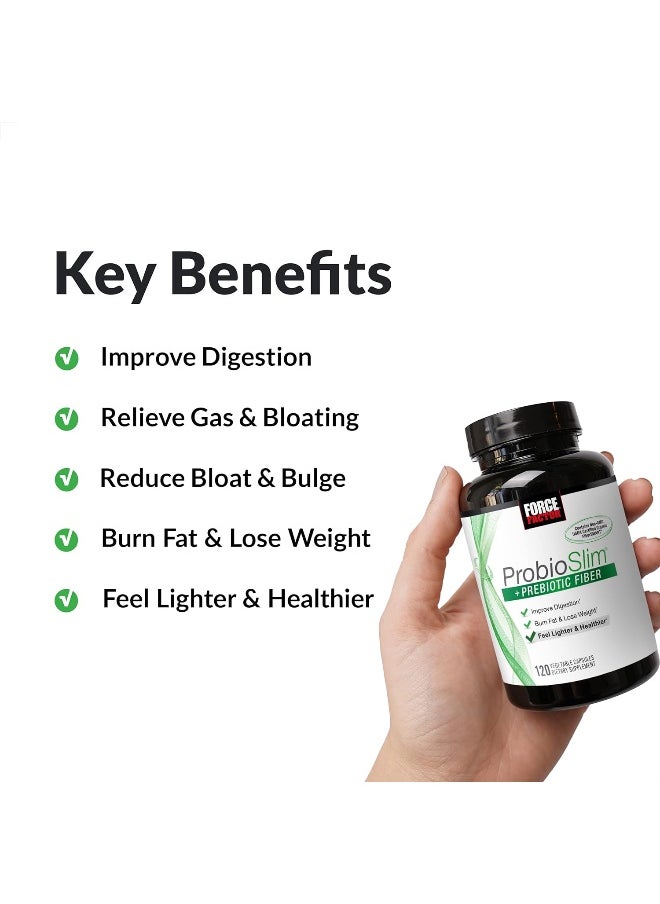 Force Factor Force Factor ProbioSlim + Prebiotic Fiber Probiotics for Women and Men, Fiber Supplement with Green Tea Extract and Psyllium Husk Fiber 120 Capsules  - Image 2
