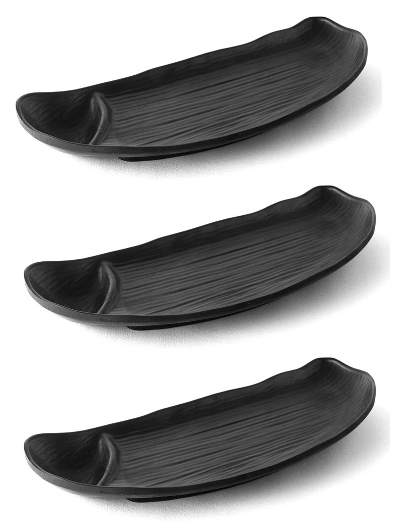 HAINE Pure Melamine Unbreakable Chip n Dip Platter (Black, 3 Pieces) - Image 1