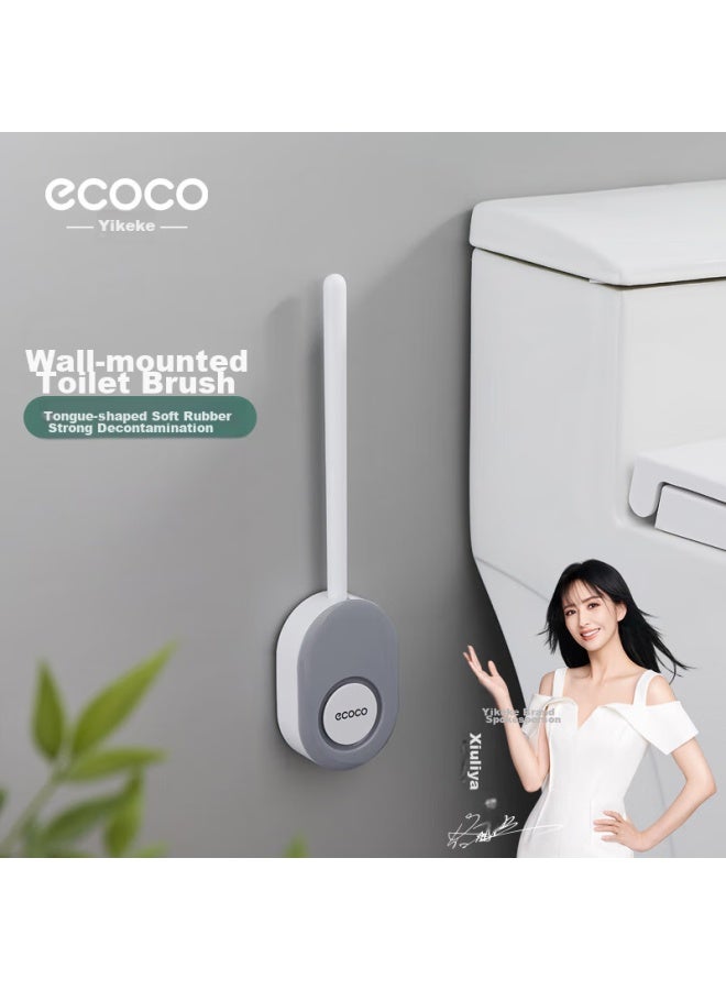 Ecoco Toilet Brush With Base, Wall-mounted Toilet Cleaning Tool, Silicone Brush, E2204 Gray