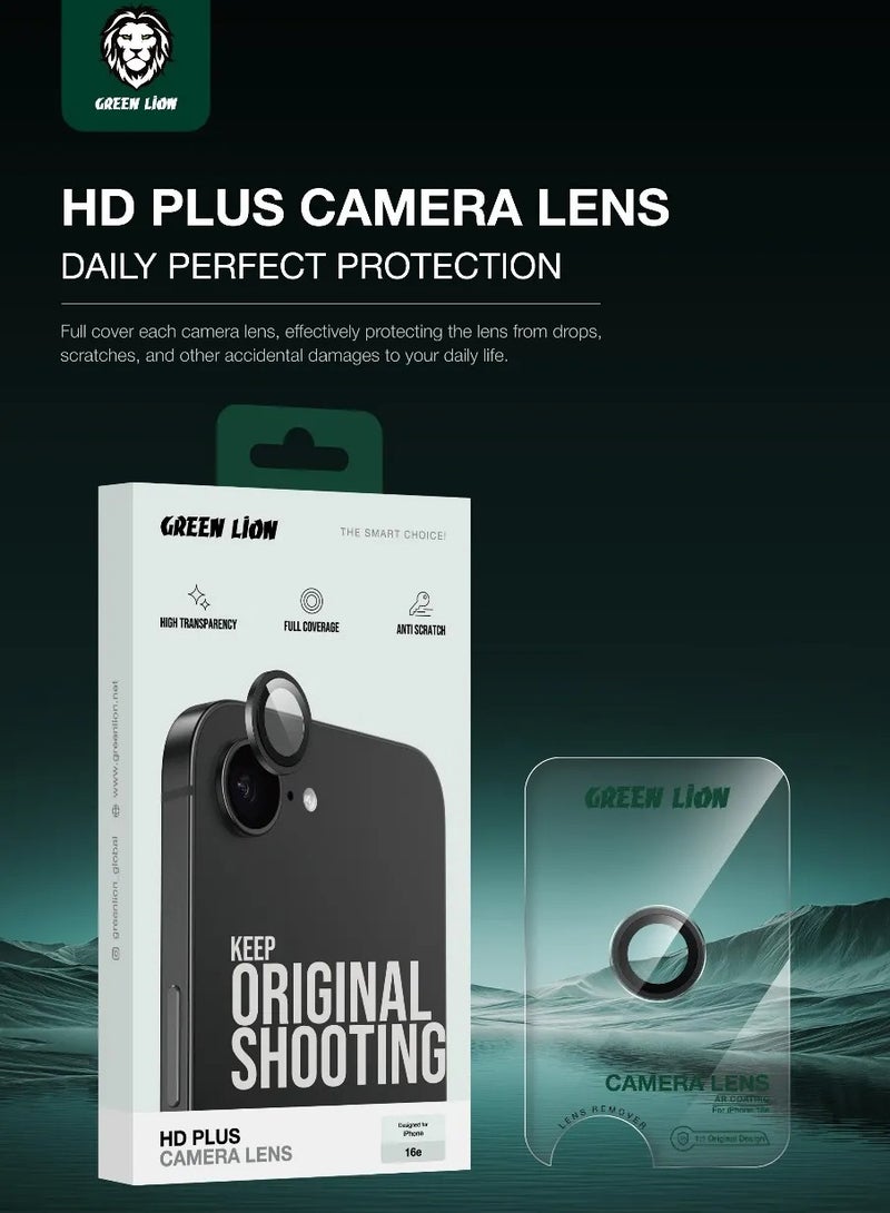 GREEN LION iPhone 16e Camera Lens Protector 9H Ultra-Clear HD Plus / Water Resistant / Nano Absorption / Innovative Design / Shatter Protection / Anti Glare Coating / High Transparency / Anti Scratch & Fingerprint - Black - Image 5
