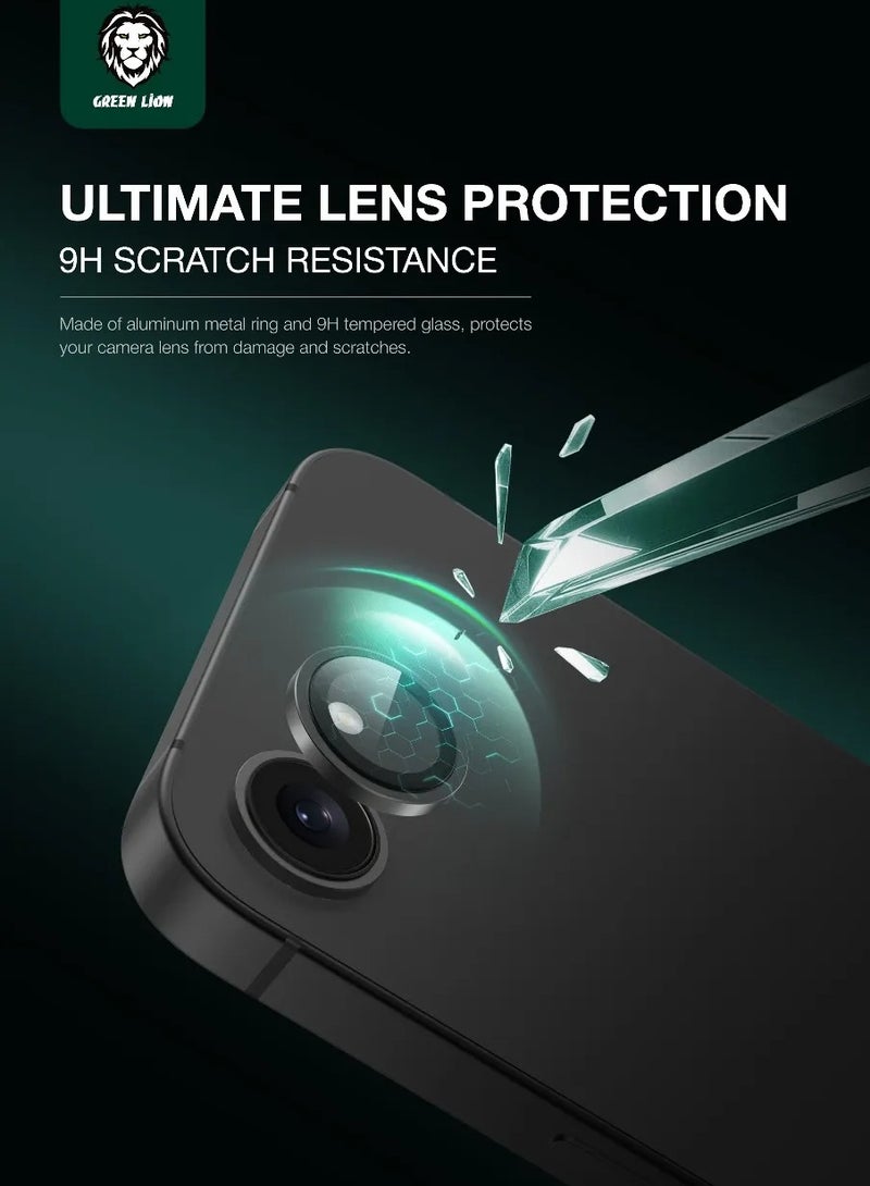 GREEN LION iPhone 16e Camera Lens Protector 9H Ultra-Clear HD Plus / Water Resistant / Nano Absorption / Innovative Design / Shatter Protection / Anti Glare Coating / High Transparency / Anti Scratch & Fingerprint - Black - Image 2