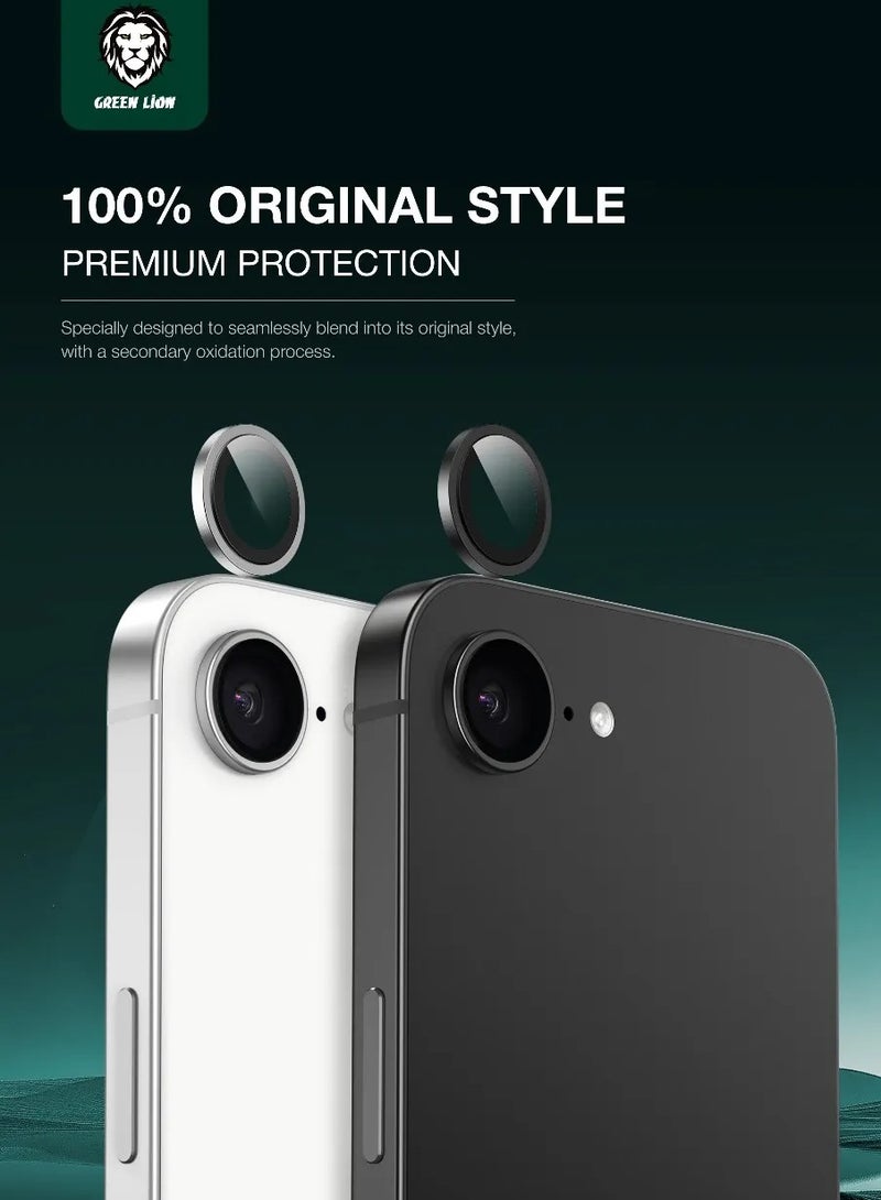 GREEN LION iPhone 16e Camera Lens Protector 9H Ultra-Clear HD Plus / Water Resistant / Nano Absorption / Innovative Design / Shatter Protection / Anti Glare Coating / High Transparency / Anti Scratch & Fingerprint - Black - Image 4