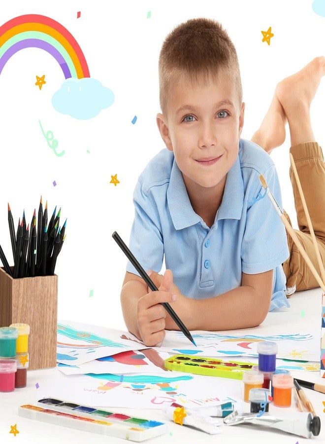 Teling 100 Pcs Rainbow Pencils for Kids, 7 in 1 Black Wooden Rainbow Multicolor Pencils Bulk School Classroom Art Supplies for Kids Adults Coloring Sketching Drawing - Image 5