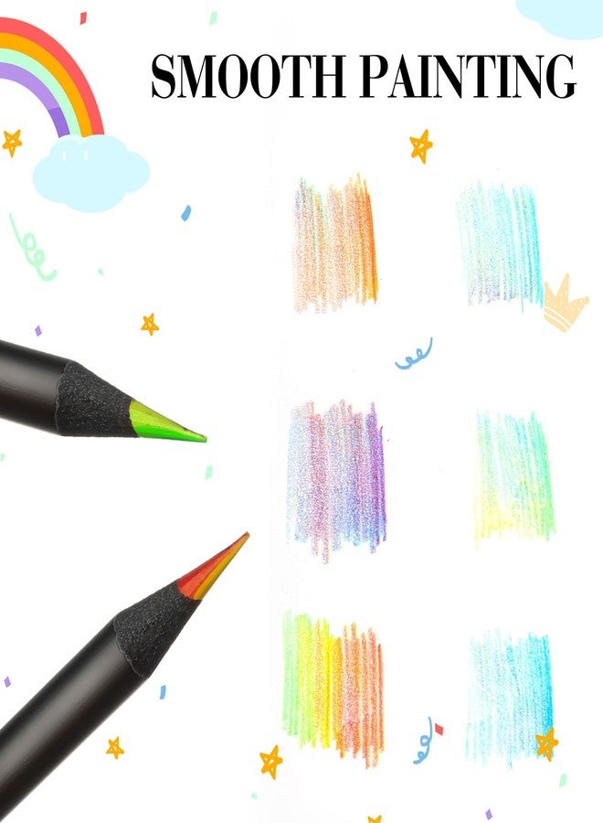 Teling 100 Pcs Rainbow Pencils for Kids, 7 in 1 Black Wooden Rainbow Multicolor Pencils Bulk School Classroom Art Supplies for Kids Adults Coloring Sketching Drawing - Image 4
