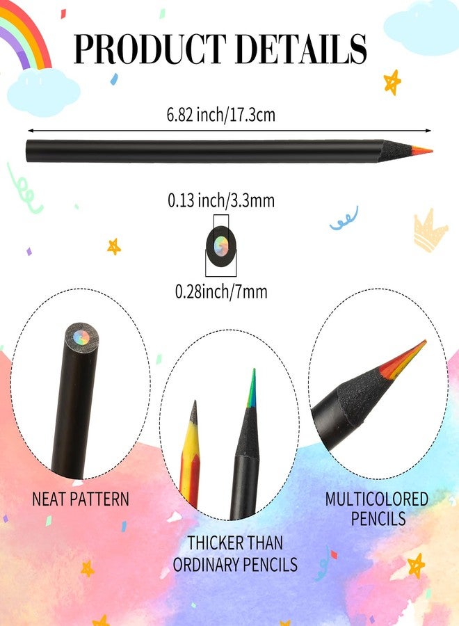 Teling 100 Pcs Rainbow Pencils for Kids, 7 in 1 Black Wooden Rainbow Multicolor Pencils Bulk School Classroom Art Supplies for Kids Adults Coloring Sketching Drawing - Image 2