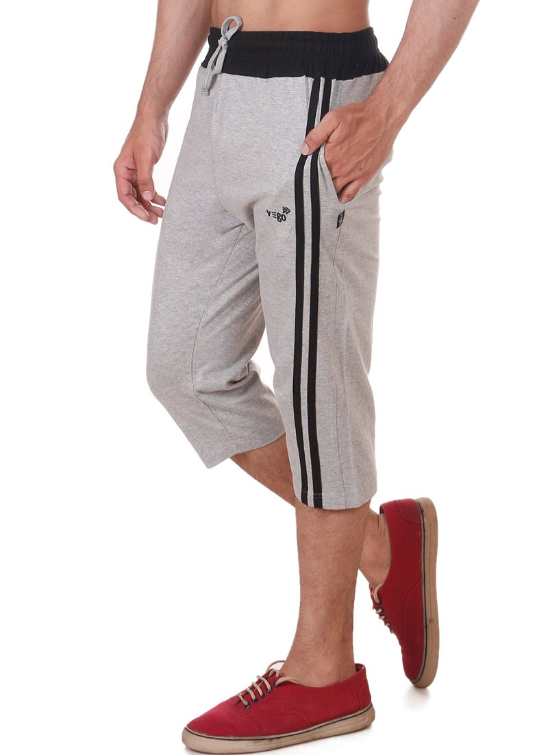 Vego Mens Cotton Three By Fourth, 3/4, Capri, Three Quarter Grey Regular - Image 3