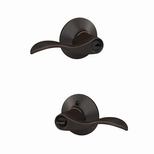 Schlage F51A ACC 716 Accent Door Lever, Keyed Entry Lock, Aged Bronze - Image 1