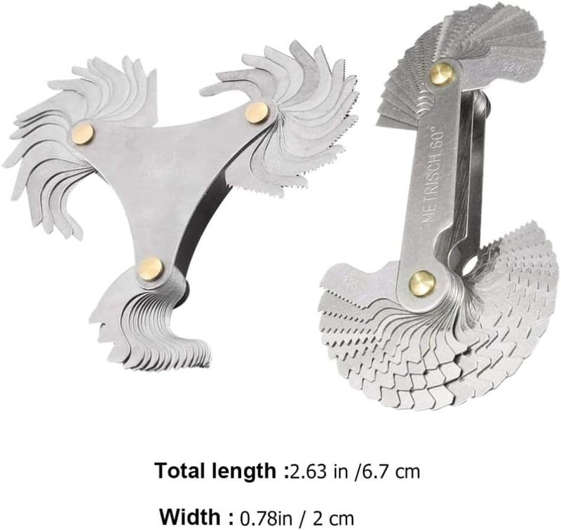 klarako 6 Sets Thread template screw thread pitch gauge thread gauge pitch measures screw pitch measuring tool center gauge screw pitch gauge Screw Gauge Stainless steel cutting Plug gauge - Image 1