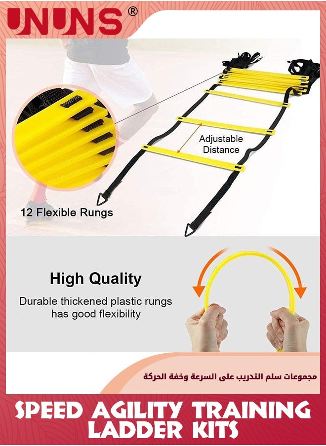 UNUNS Agility Ladder,Speed Agility Training Kits-12 Rung 6M Speed Ladder With 12 Agility Cones And 4 Steel Stakes,Intermediate Speed Training Equipment With Carrying Bag For Exercise Training  - Image 3
