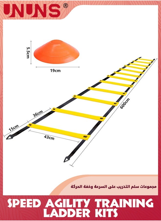 UNUNS Agility Ladder,Speed Agility Training Kits-12 Rung 6M Speed Ladder With 12 Agility Cones And 4 Steel Stakes,Intermediate Speed Training Equipment With Carrying Bag For Exercise Training  - Image 5