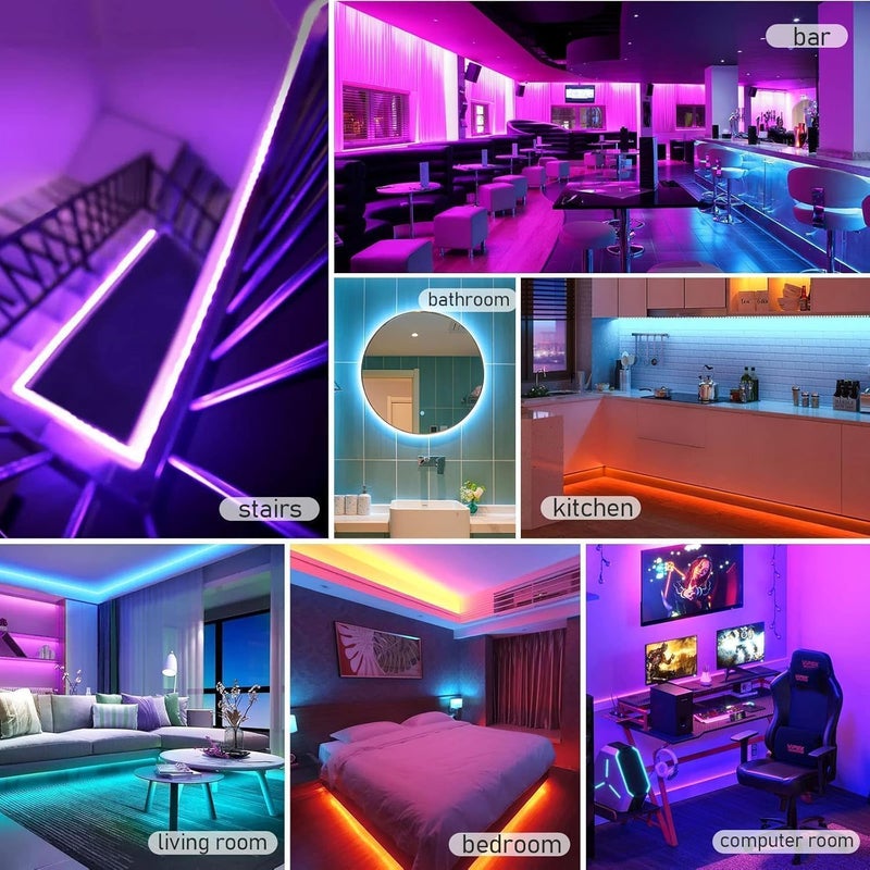 R.G.B LED Strip Light 50M/164FT – Color Changing Strip Light with Remote Control | Waterproof Flexible Strip Light for Indoor/Outdoor Use | Decorative Lighting for Home, Garden, Events - Image 5