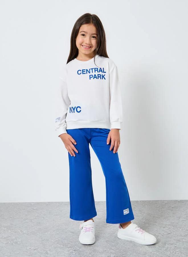 Styli Styli Girls Central Park Print Sweatshirt and Trousers Set