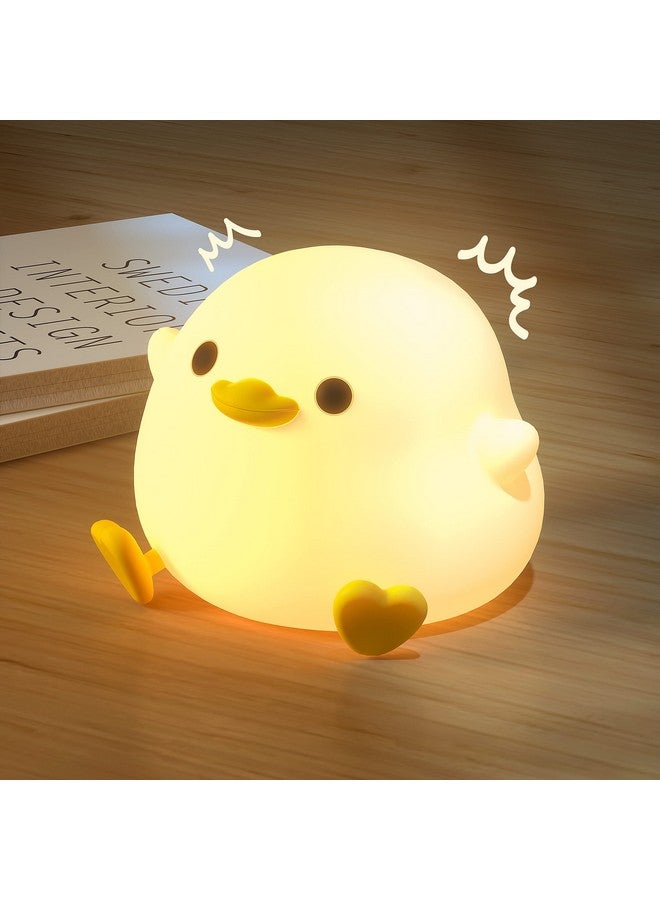 UNEEDE Led Cute Bean Duck Night Light, Dodo Duck Silicone Nursery Night Light Rechargeable Table Lamp Bedside Lamp With Touch Sensor For Bedrooms, Living Room - Image 1