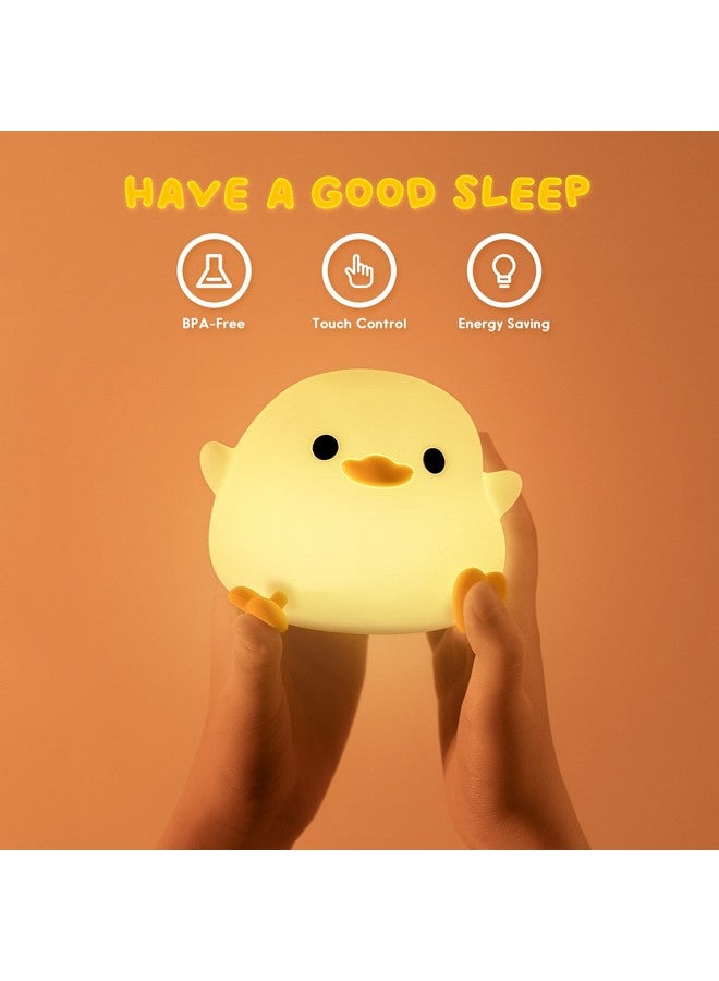 UNEEDE Led Cute Bean Duck Night Light, Dodo Duck Silicone Nursery Night Light Rechargeable Table Lamp Bedside Lamp With Touch Sensor For Bedrooms, Living Room - Image 3