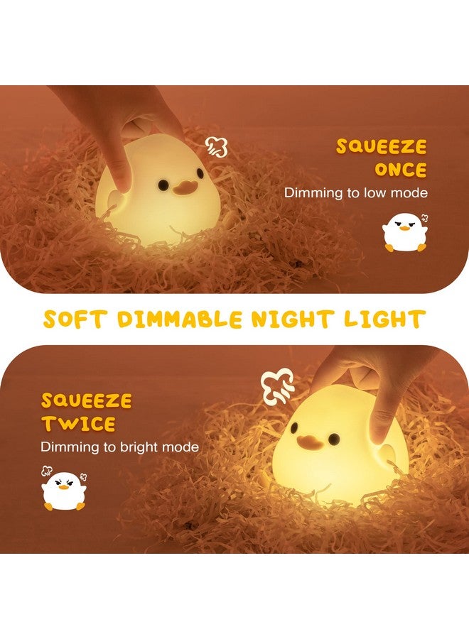 UNEEDE Led Cute Bean Duck Night Light, Dodo Duck Silicone Nursery Night Light Rechargeable Table Lamp Bedside Lamp With Touch Sensor For Bedrooms, Living Room - Image 2