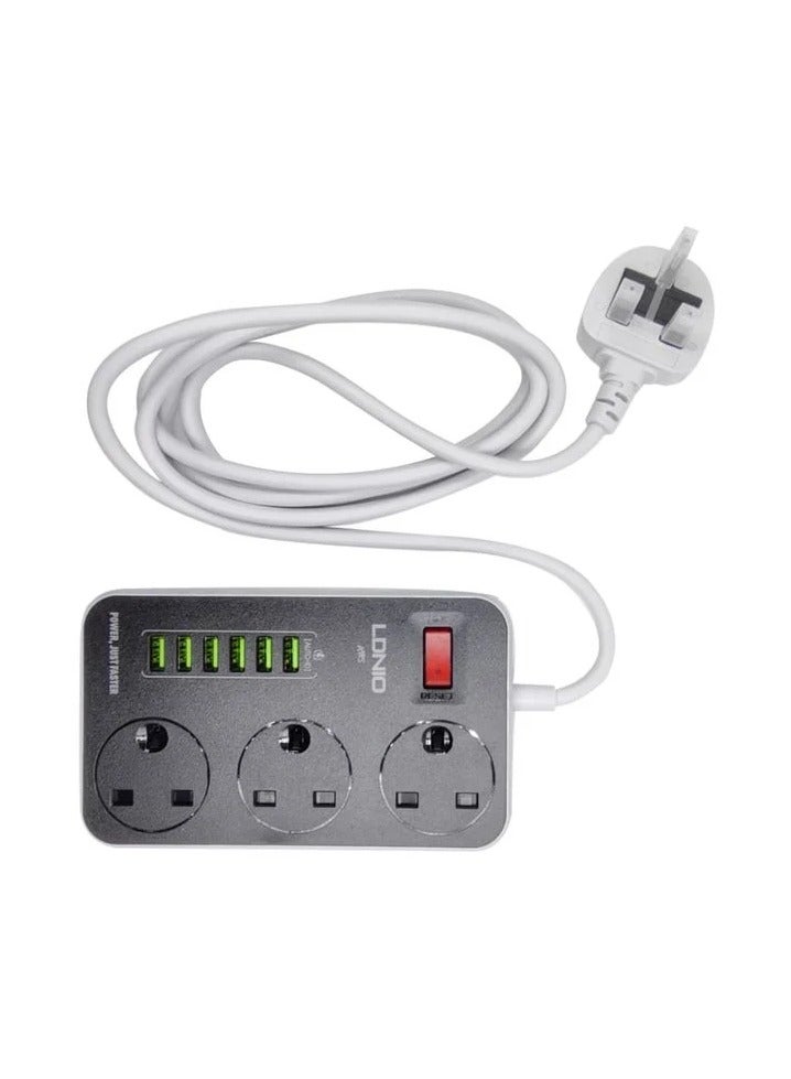 LDNI0 صندوق تمديد الطاقة قطاع الطاقة الذكي 2500 واط 10A 250 فولت منافذ شاحن USB 3.4Amp 17 واط خارج الطاقة فقط أسرع 5 متر كابل - Image 1