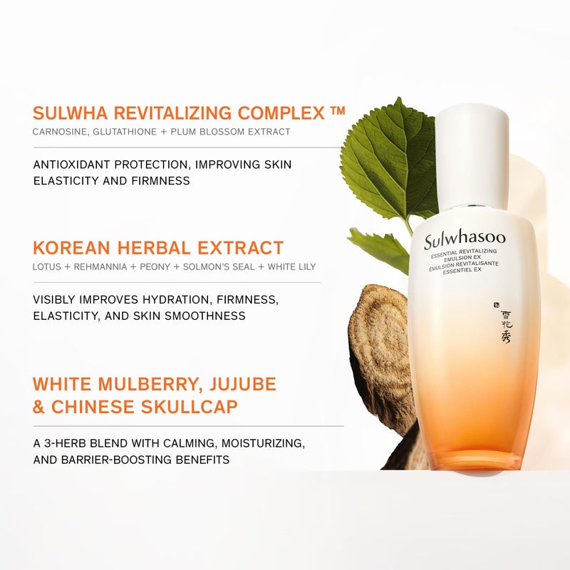 Sulwhasoo Essential Revitalizing Emulsion EX - Lightweight, fast-absorbing lotion that delivers 24-hour hydration while visibly soothing and supporting the skin barrier. - Image 3
