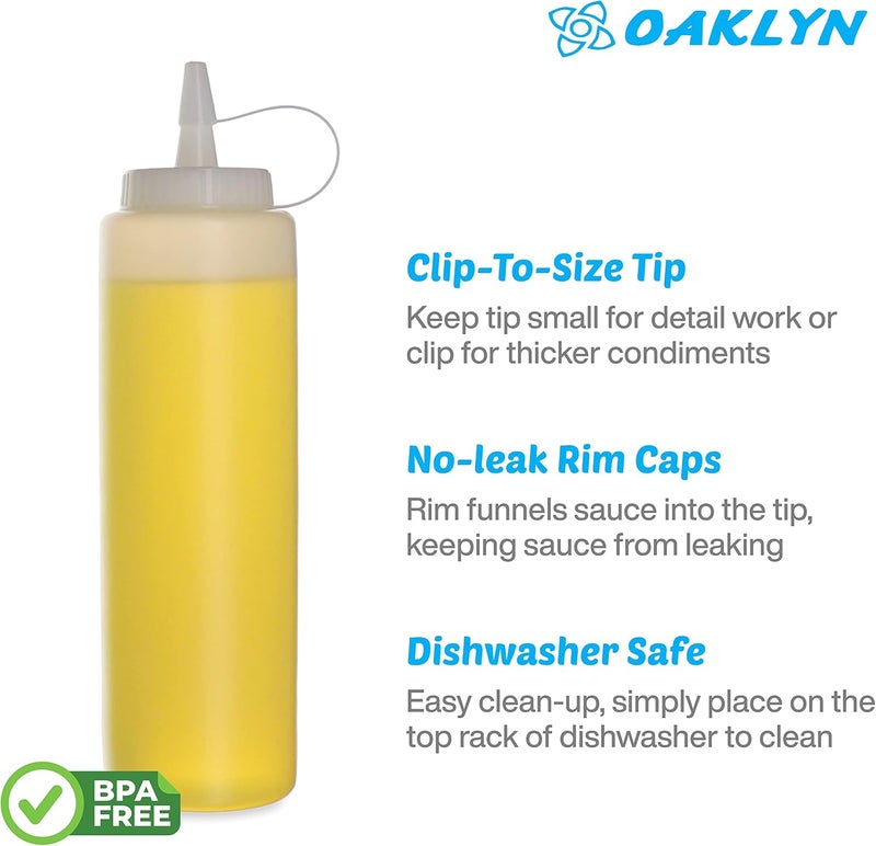 Oaklyn Squirt Bottles 16oz, 6 Pack – BPA-Free Condiment Squeeze Bottles for Sauces, Dressings, Oils, BBQ & Crafts – Durable, Leak-Proof, Easy to Fill & Clean - Image 5