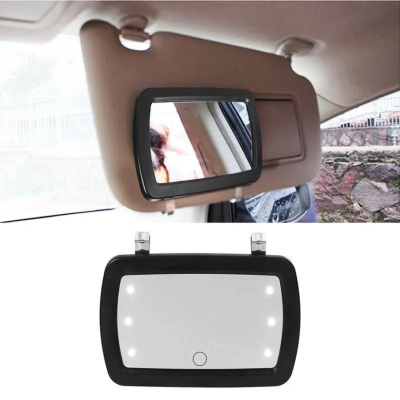 Car Vanity Mirror: Black ABS Material 6 Adjustable LED Lights - Touch Switch Clip-On Design Universal Fit for Cars Caravans Vans Trucks Houses - Image 4