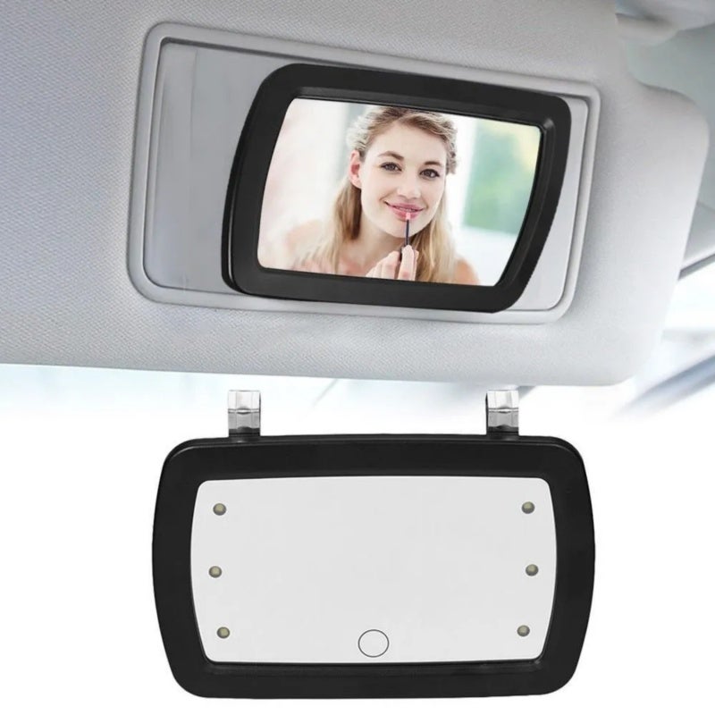Car Vanity Mirror: Black ABS Material 6 Adjustable LED Lights - Touch Switch Clip-On Design Universal Fit for Cars Caravans Vans Trucks Houses - Image 3