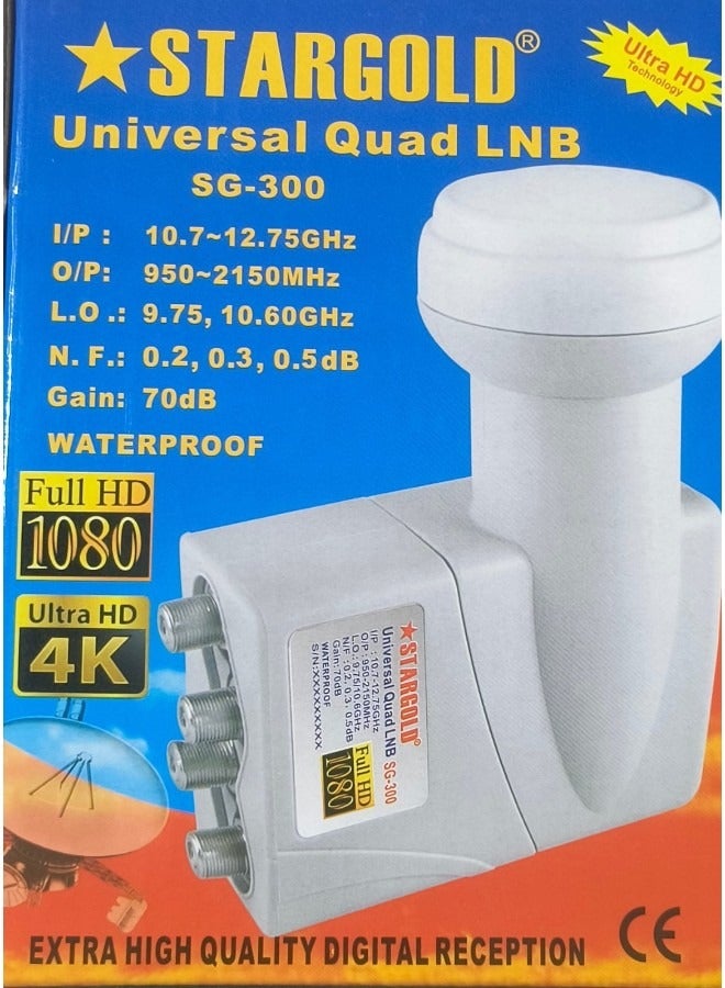 Stargold Universal Quad LNB SG-300 for Full HD 1080p and Ultra HD 4K Digital Reception  - Image 3