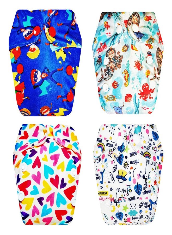 حفاضات قماشية فاخرة من دمبلدو للأطفال حديثي الولادة مع حشوة داخلية (عبوة من 4 قطع) | مضادة للحساسية | مانعة للتسرب | سريعة الجفاف | مصممة من قبل الأمهات | من 0 إلى 4 أشهر | للجنسين - Image 1