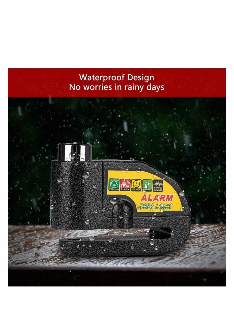 Disc Brake Lock Alarm Motorcycle Lock, Anti-theft Motorbike Alarm Disc Lock, Waterproof 110DB Alarm Sound Bicycles Scooters Brake Disc Wheel Lock with Reminder Cable - Image 2