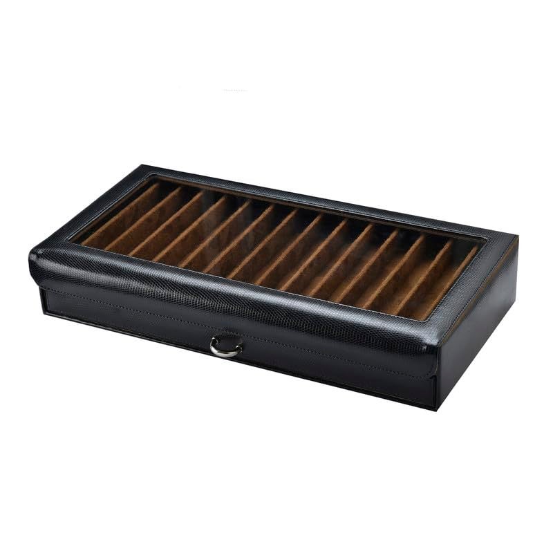 essart Faux Leather Two Level Pen Holder Transparent Display Organizer Box For 30 Pens In Black Color - Image 3